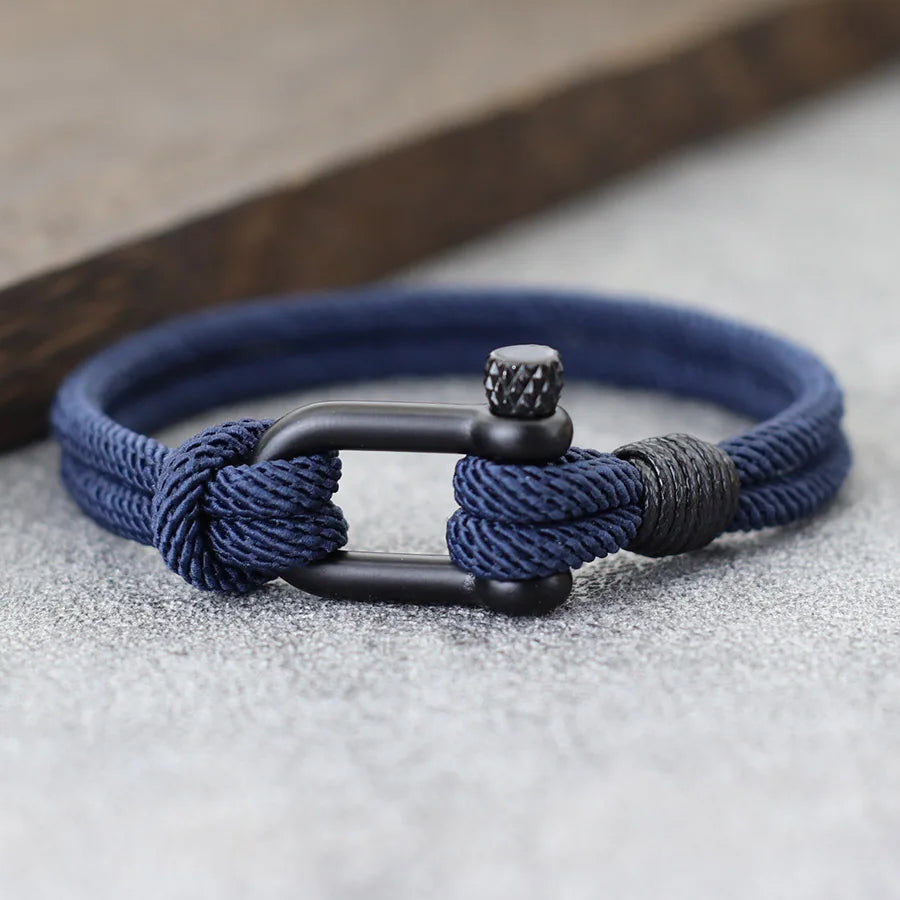 Stylish Nautical Wrap Bracelet for Men with Stainless Steel Buckle - Smarsty