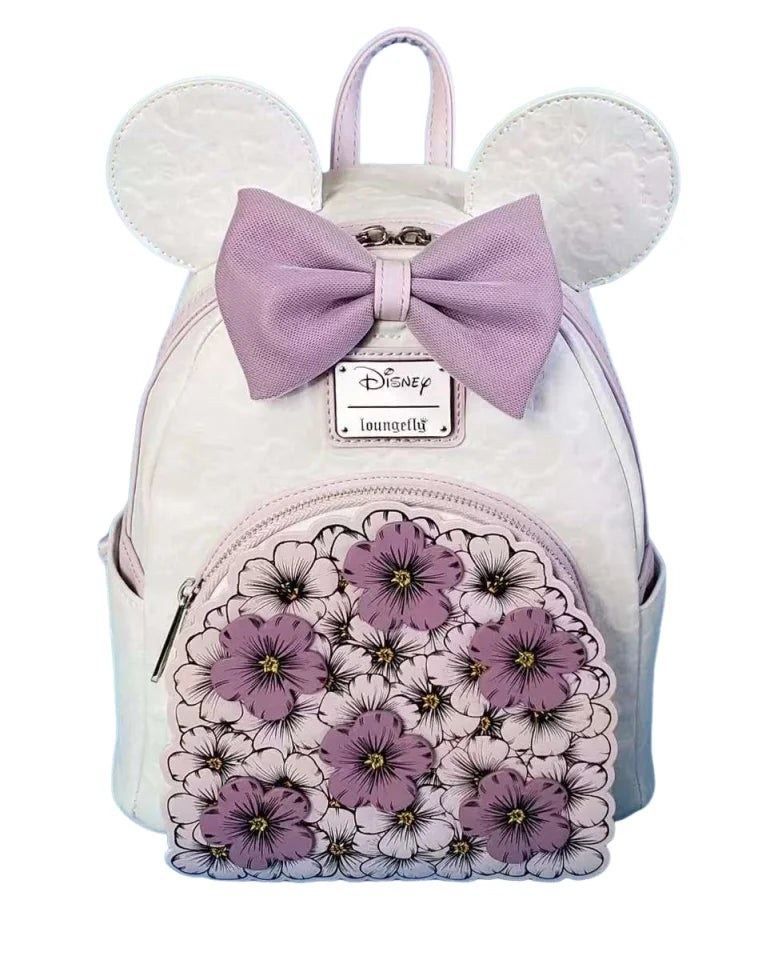 Stylish Pink PU Leather Minnie Mouse Shoulder Backpack - Smarsty