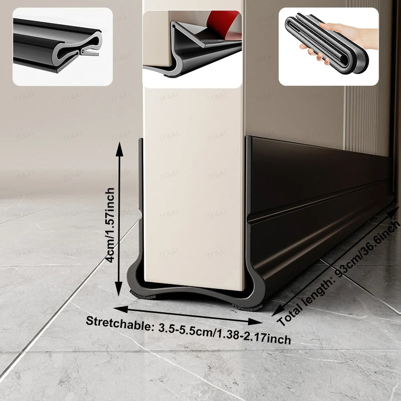Flexible Door Bottom Sealing Strip Door Gap Soundproofing Wind and Dust Proof Weather Strip Under Door Draft Stopper Tape - Smarsty