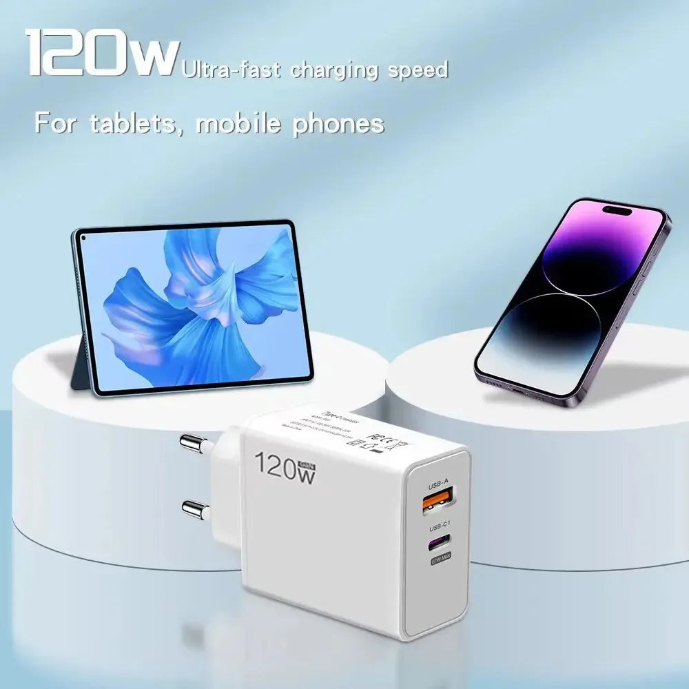 120W USB C Fast Wall Charger With Global Travel Plugs - Smarsty