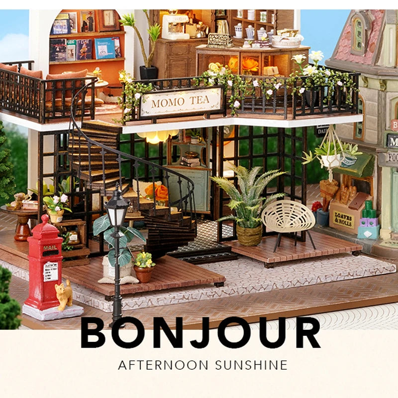 Wooden Doll House 3D Puzzle Assembly Building Model Kit Production Small Room Toys Home Bedroom Decoration With Furniture Light by Smarsty