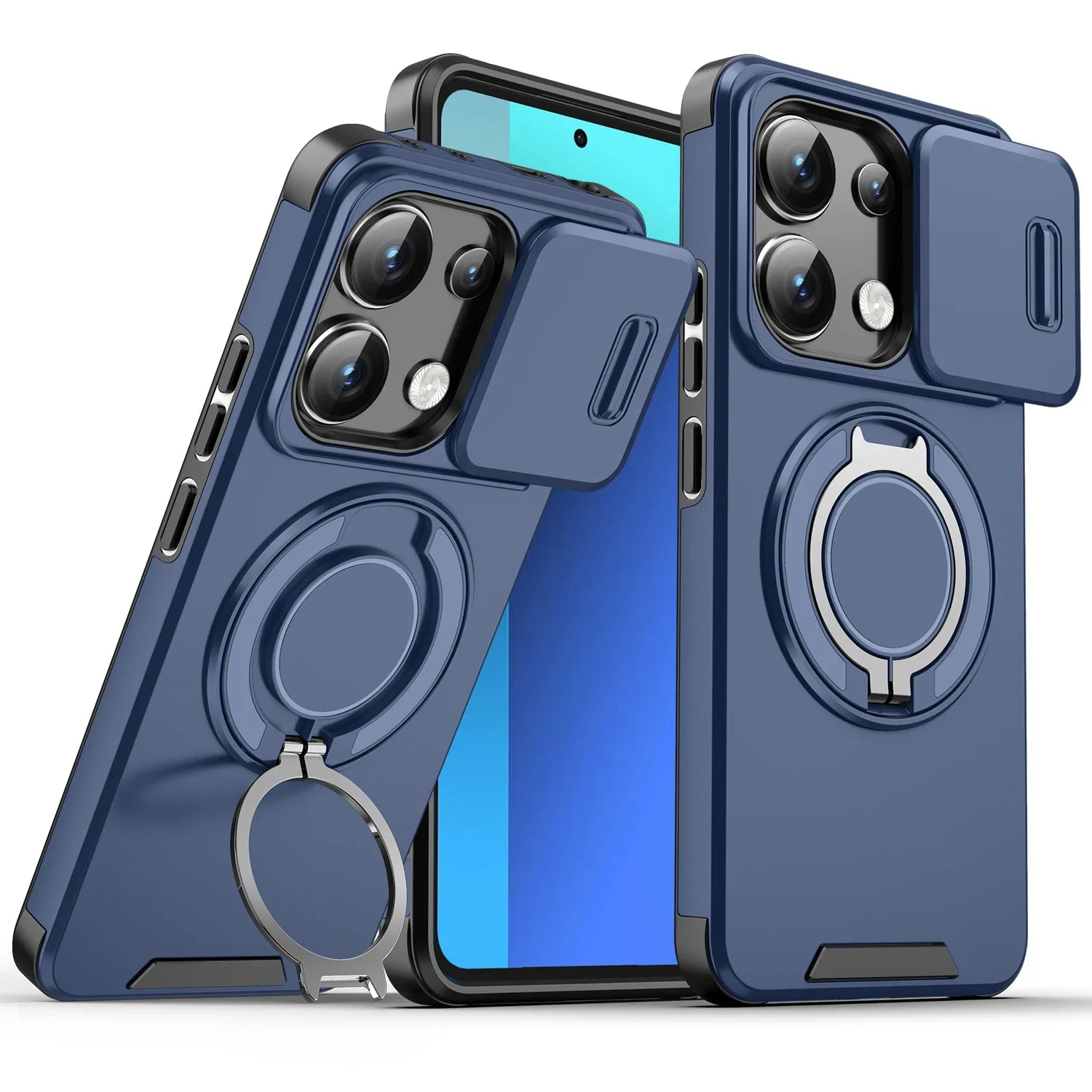 Shockproof Magnetic Case for Redmi Note 14 13 Pro 5G 4G Plus Slide Camera Lens Ring Stand Protect Cover by Smarsty