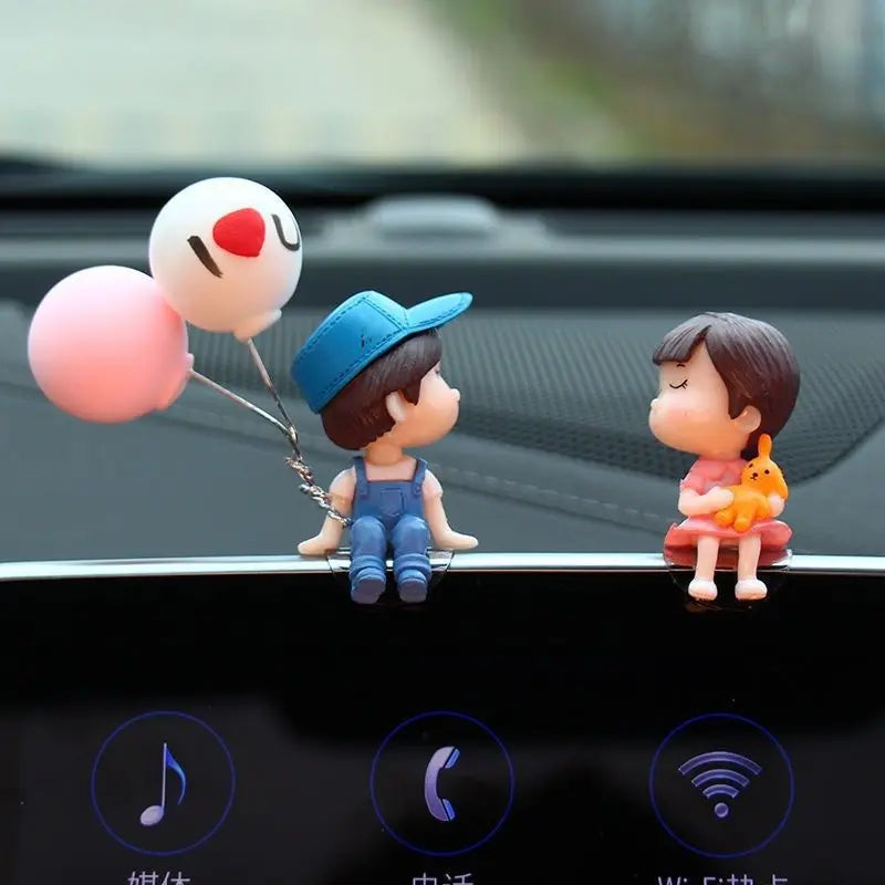 Cute Couple Car Ornament Balloon Figurine For Dashboard - Smarsty