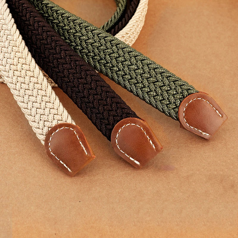 Women Elastic Woven Belt Casual Versatile Denim Accessory - Smarsty