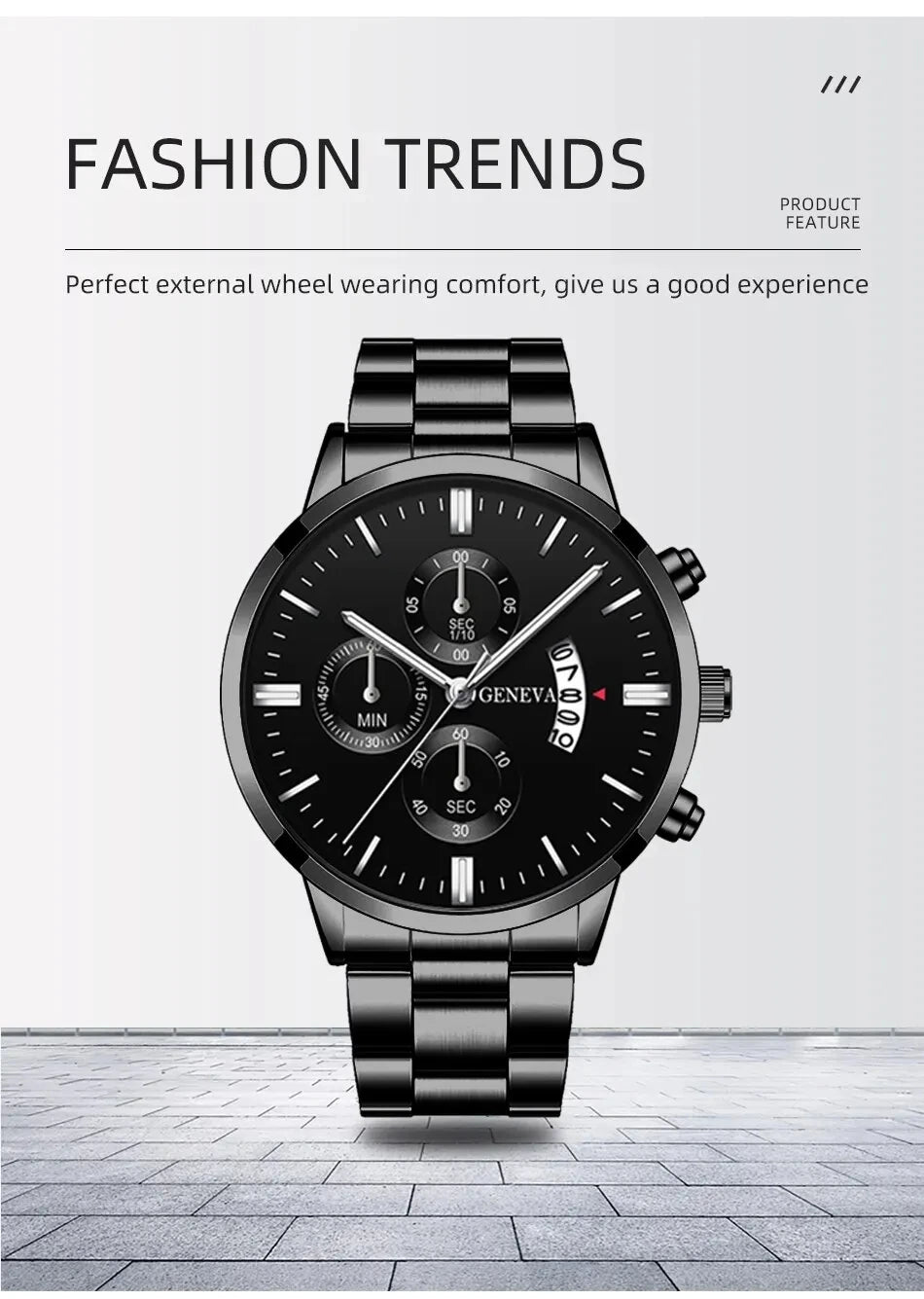 Luxury Black Stainless Steel Quartz Watch for Men - Smarsty