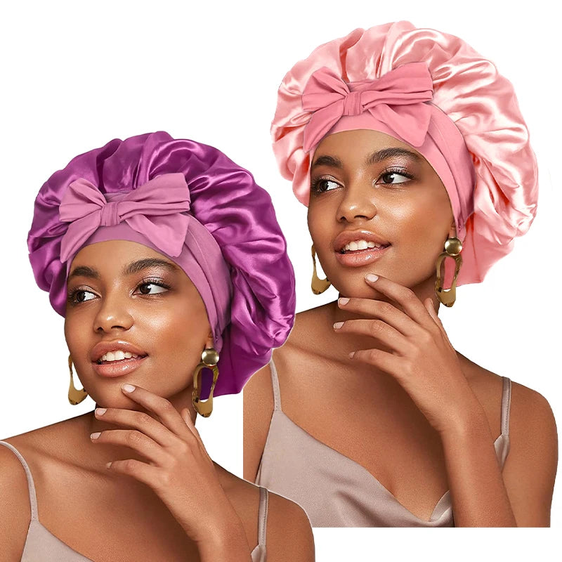 Adjustable Satin Sleeping Hat Elastic Tie For Hair Care - Smarsty