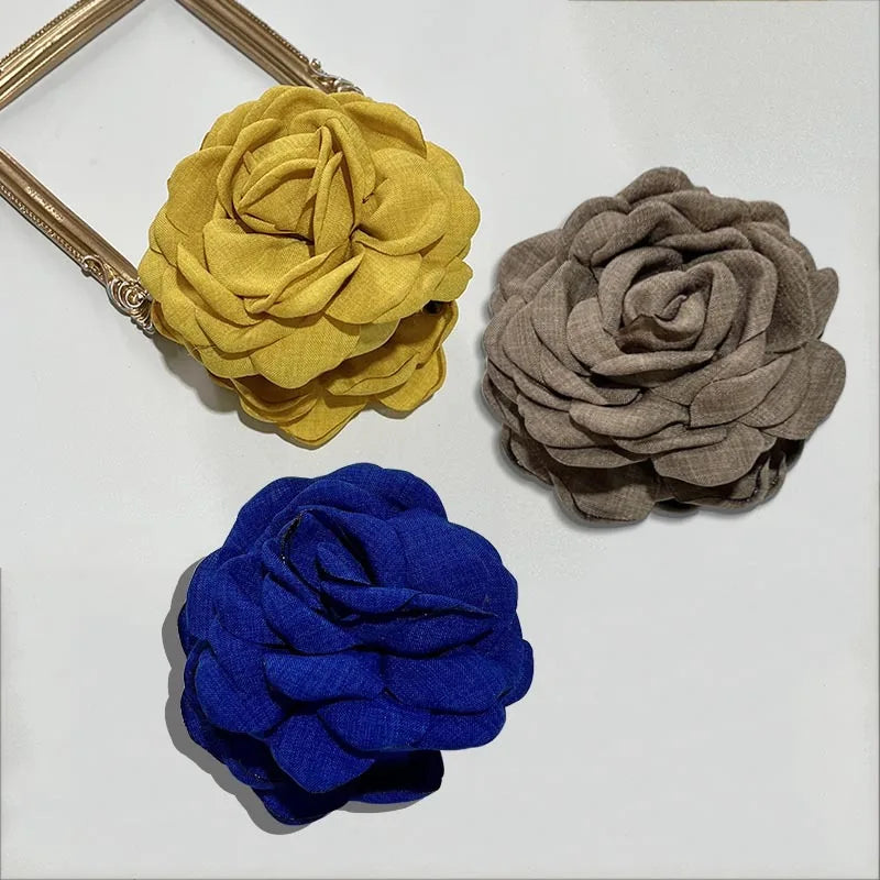 French Fabric Rose Hair Claw Clip Elegant Gift For Women - Smarsty
