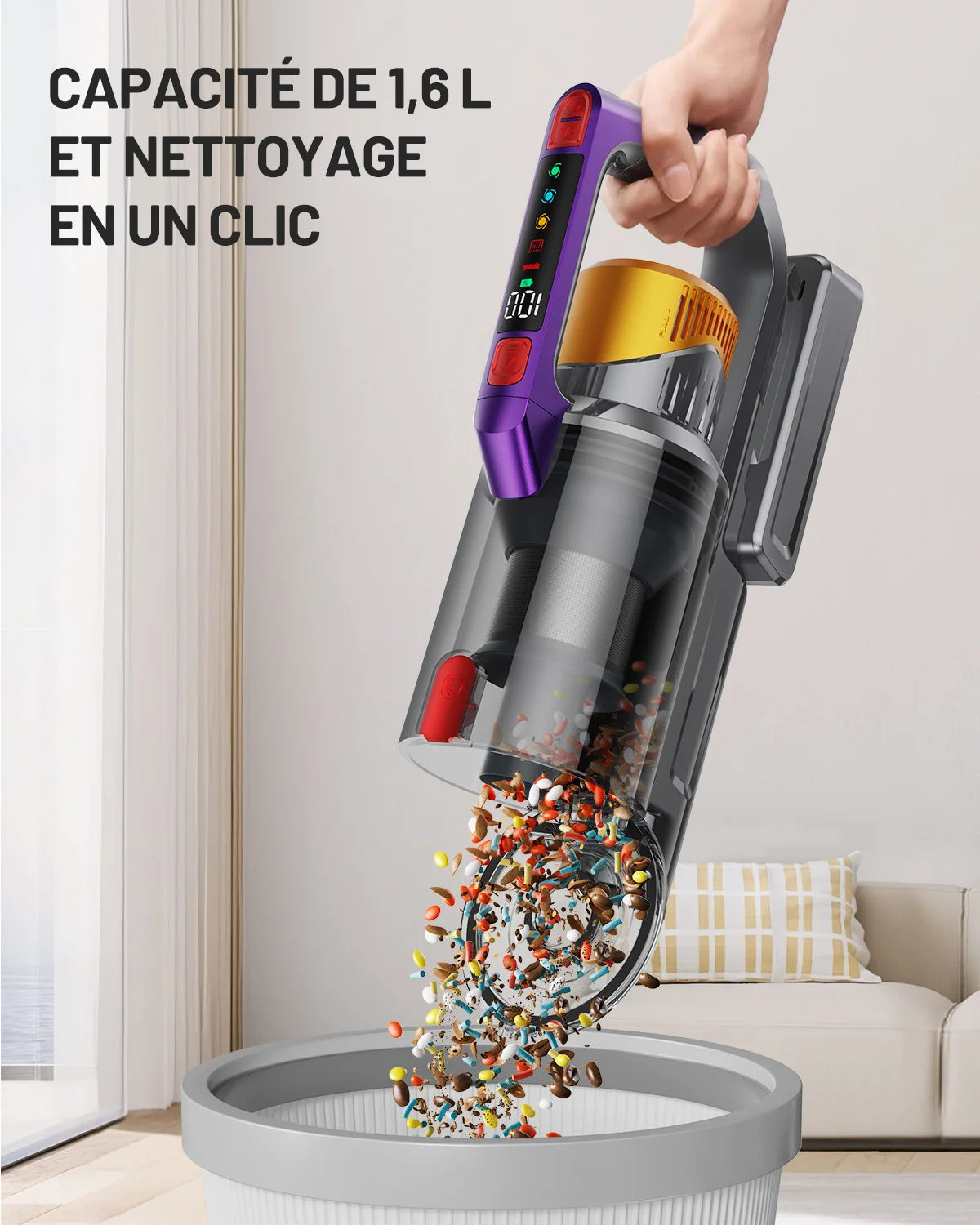 Kissof S17 Pro 550W/55KPA Cordless Vacuum Cleaner, 60Mins Self-Standing Vacuum Cleaners for Home, Anti-Tangle Stick Vacuum - Smarsty