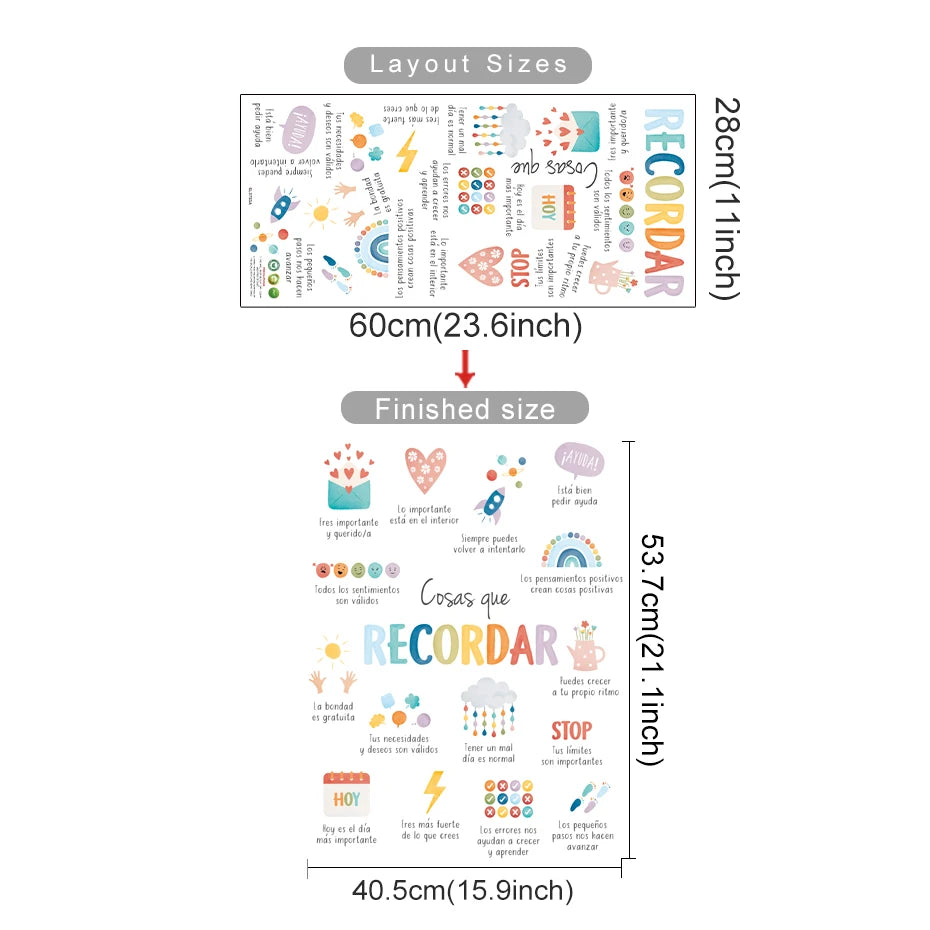 Spanish English Wall Sticker Art for Kids Rooms - Smarsty