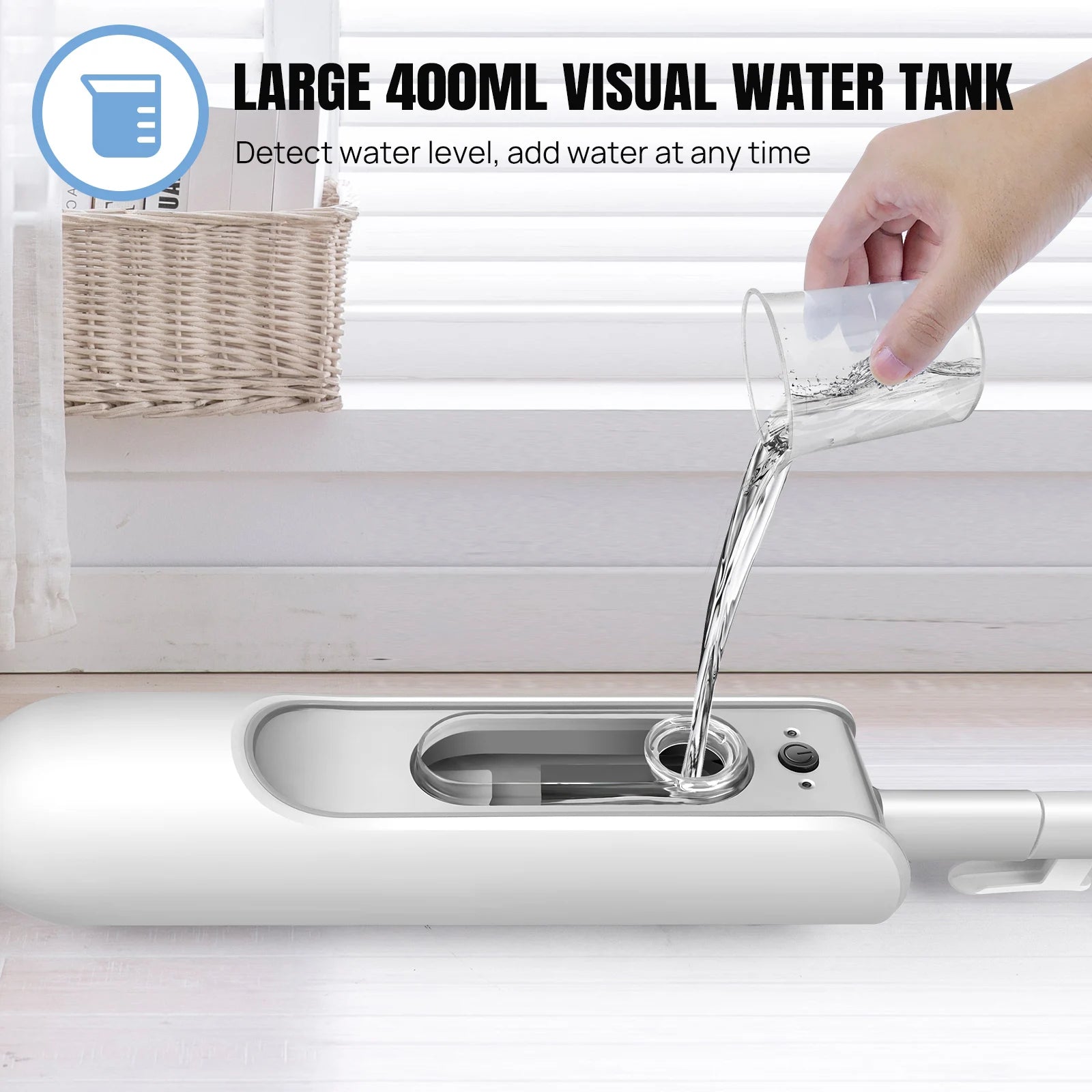 DayPlus Steam Mop & Detachable Steam Cleaner, 1500W Powerful Floor Steamer for Carpet Laminate Hardwood,2 Washable Pads, 400ml - Smarsty
