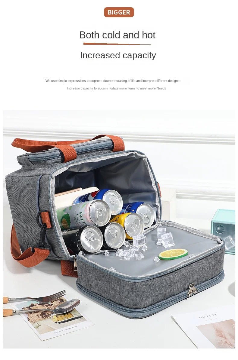 Double Layer Leakproof Lunch Bag Large Capacity Insulation - Smarsty