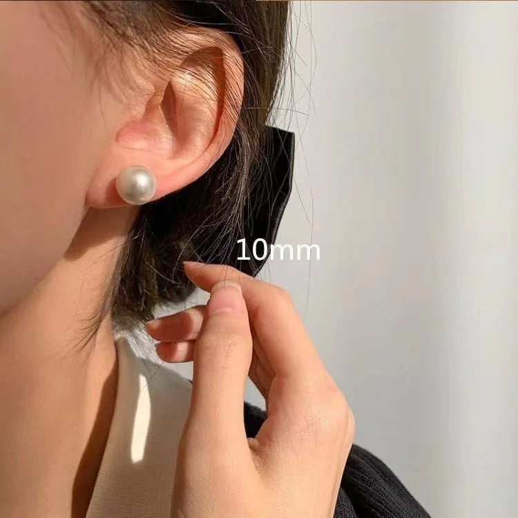 Elegant Rose Stud Earrings With Imitation Pearl Pink Tulip - Smarsty