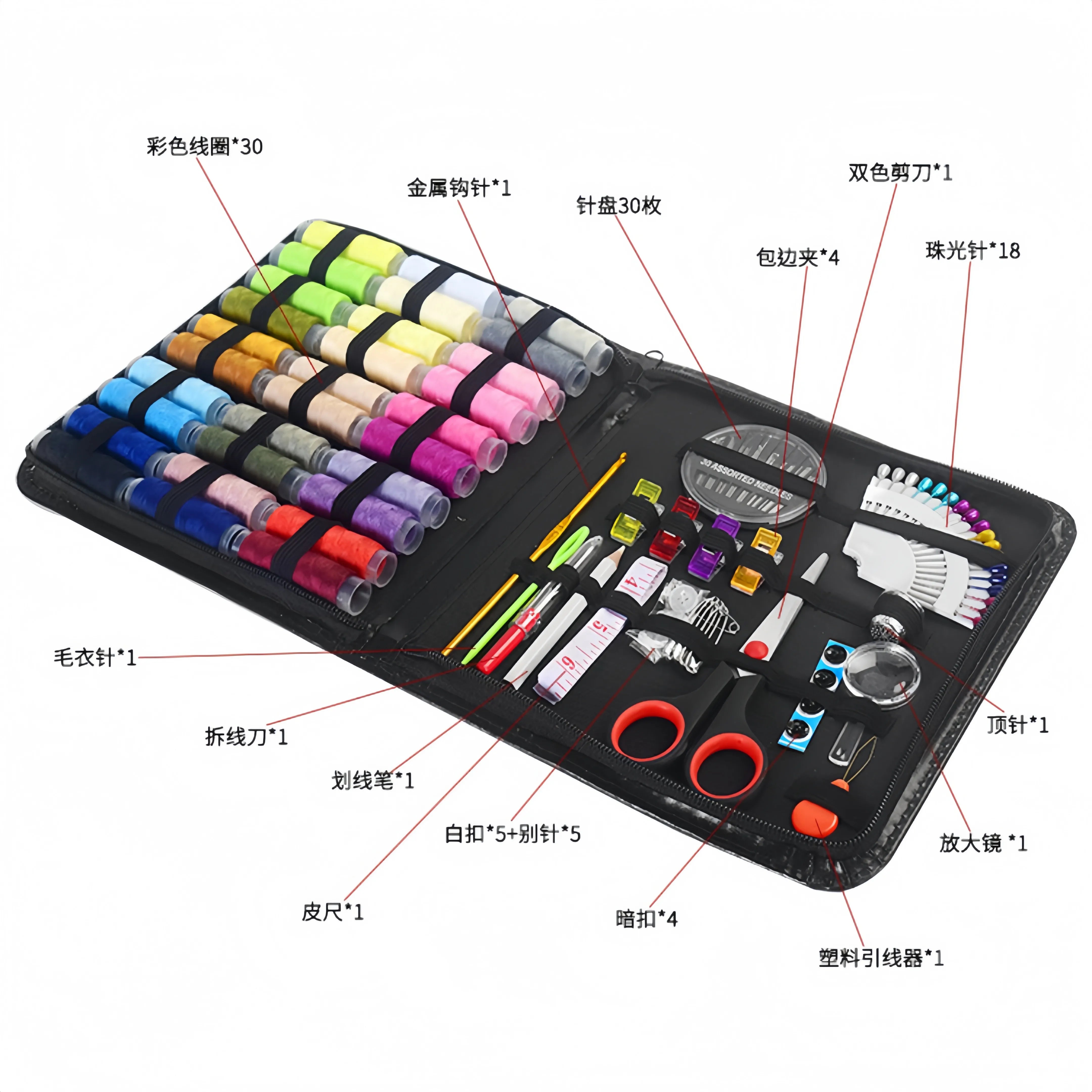 Sewing Kit Complete Set with Threads Needles Scissors Tape Measure Buttons and More for DIY Handcraft Projects Home and Travel - Smarsty