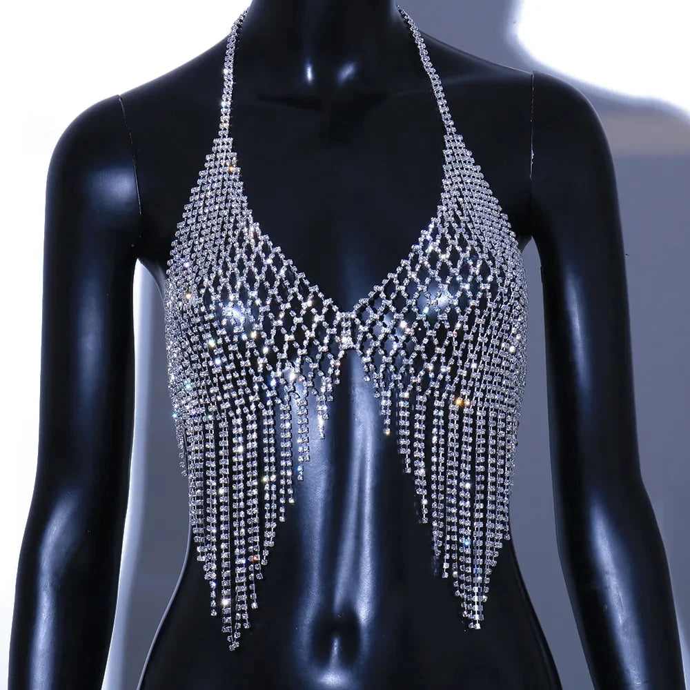 Sexy Mesh Tassels Chest Chain Necklace for Festivals - Smarsty