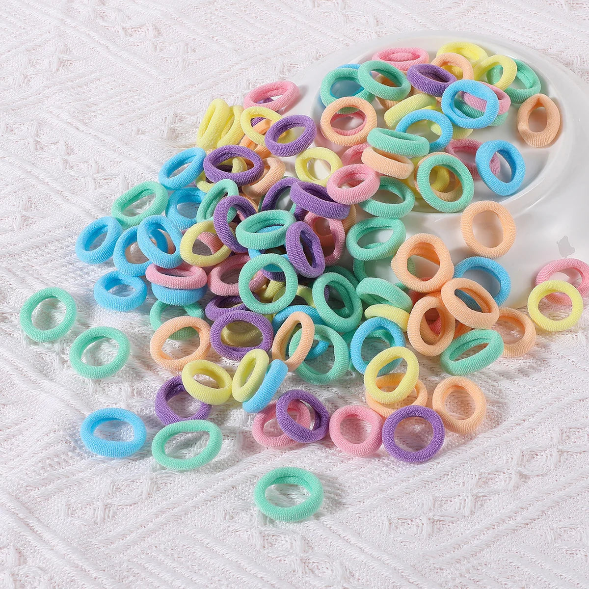 100 Pack Colorful Nylon Hair Ties For Kids Gentle Soft - Smarsty