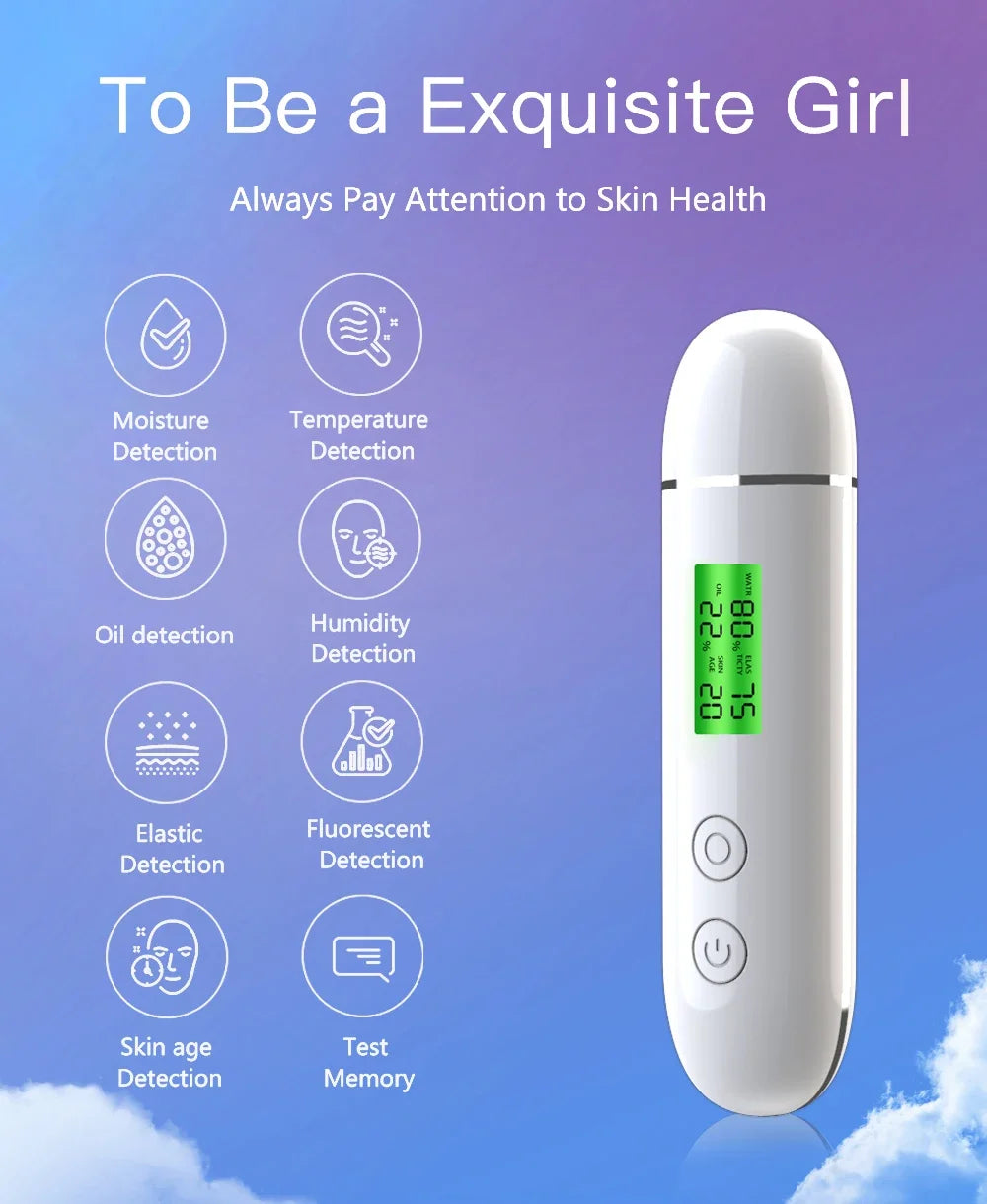 Portable Rechargeable Skin Analyzer for Moisture Detection - Smarsty