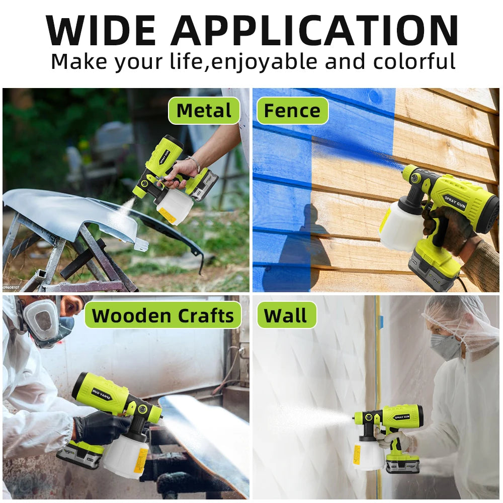 200W Cordless HVLP Paint Sprayer for Ryobi 18V ONE+, 4 Nozzles, 3 Patterns, 1000ML Container, Handheld Spray Gun (No Battery)