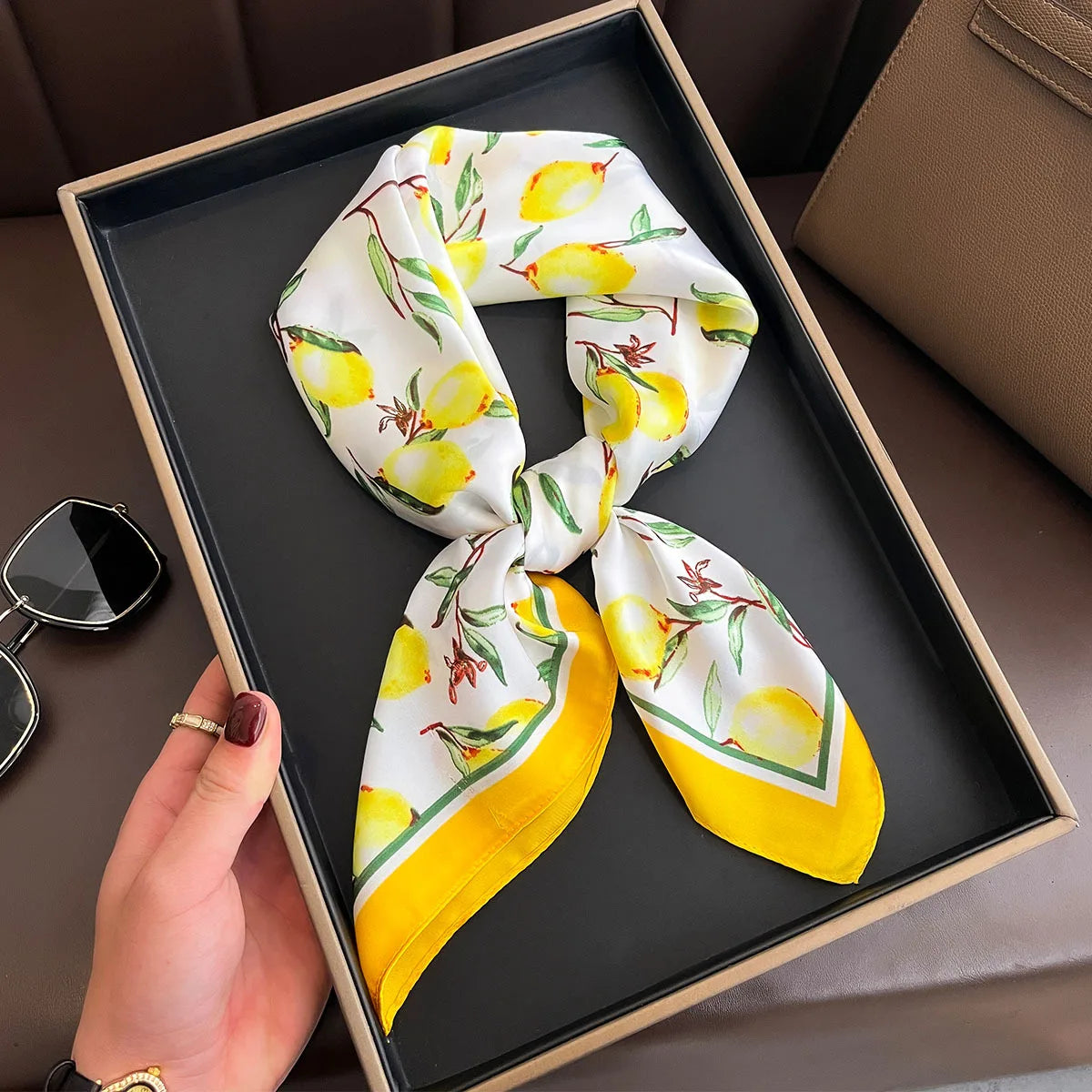 Luxury Silk Satin Headscarf for Women with Plaid Print - Smarsty
