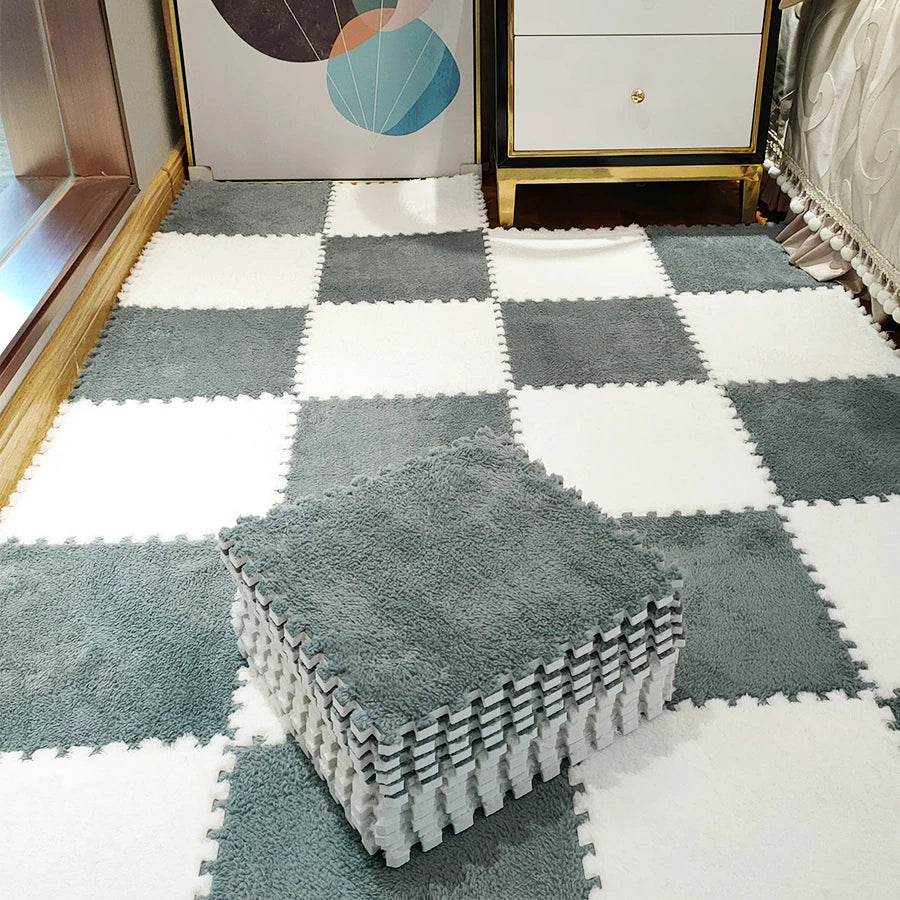 Soft Plush Children's Mat Baby Play Mat Baby Toys Eva Foam Puzzle Carpet In Children's Room Keep Warm Playmat 30*30*1CM by Smarsty