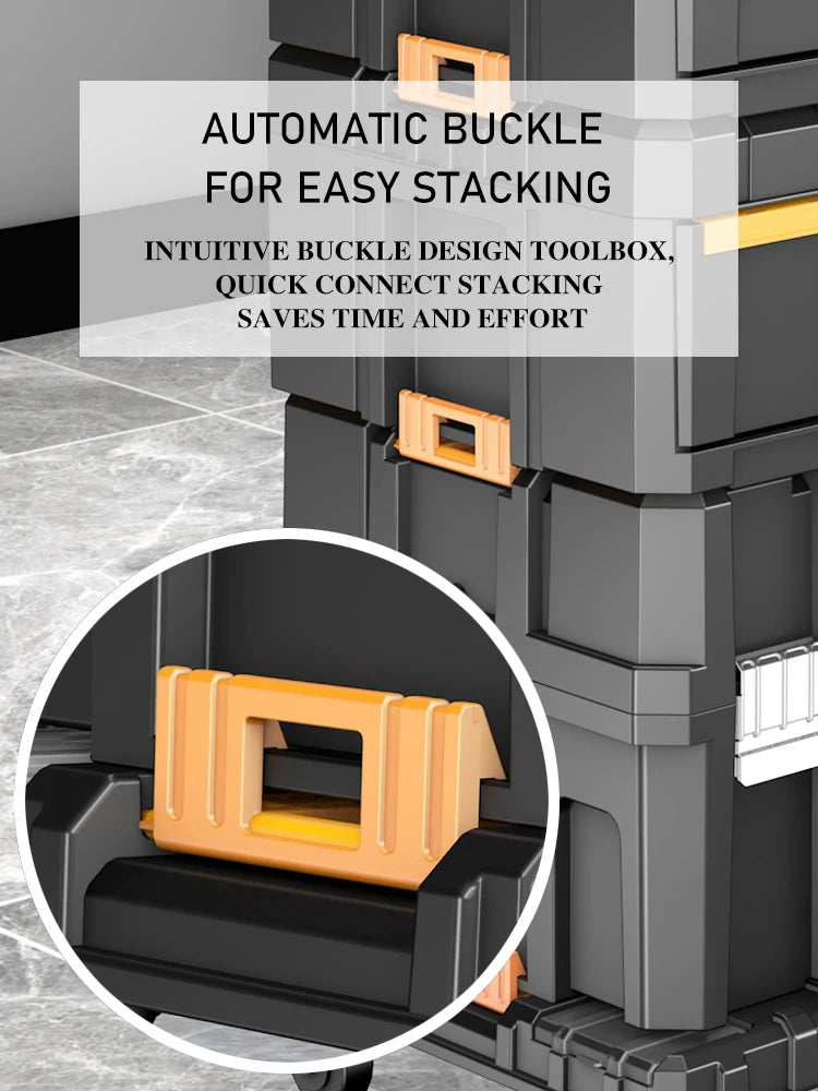 AIRAJ MultiFunctional Tier Stackable Rolling Plastic Portable Folding Tool Storage Box , Suitable for Garage Storage