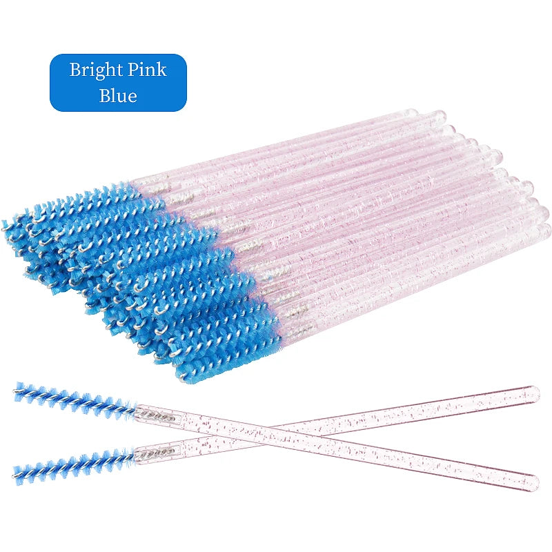 50 Pcs Disposable Eyelash Brushes with Diamond Handles - Smarsty