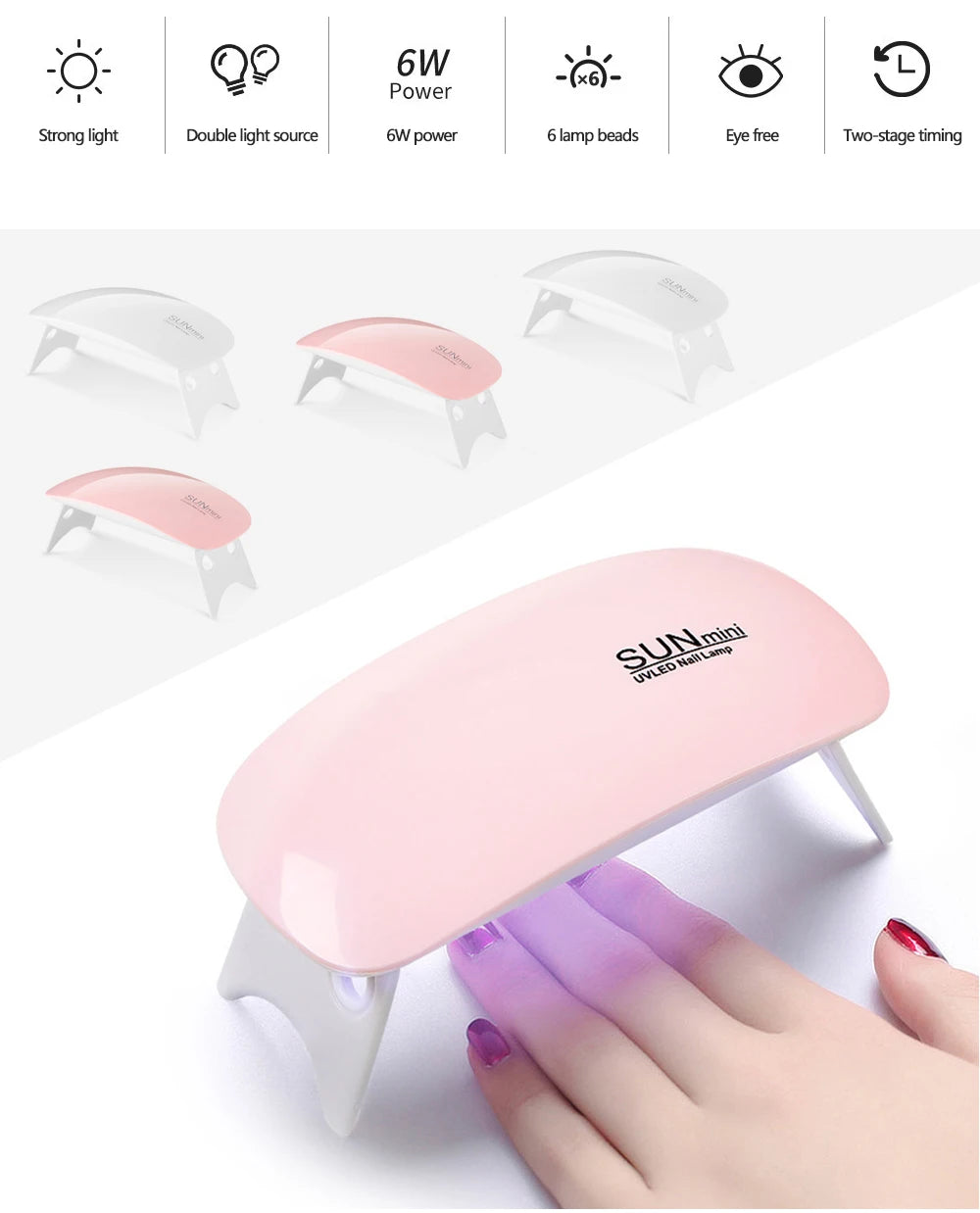 Foldable 6W UV LED Nail Lamp for Quick Drying - Smarsty