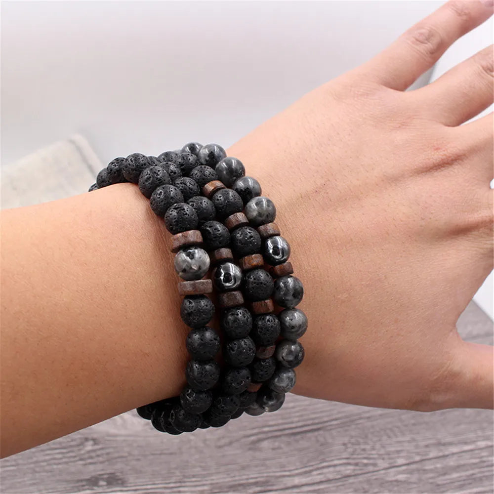 Volcanic Stone Bracelet for Men with Buddha Charm - Smarsty