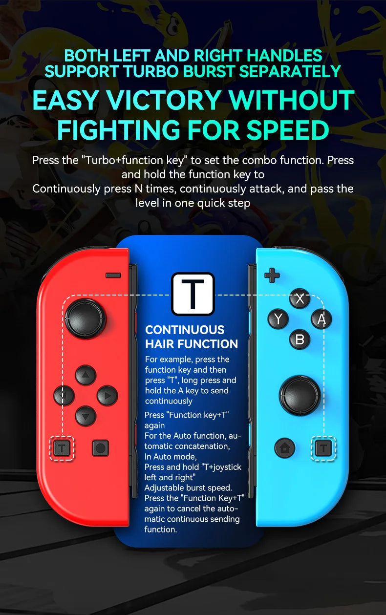 BT 5.2 RGB LED Joy Controller for Nintendo Switch - Smarsty