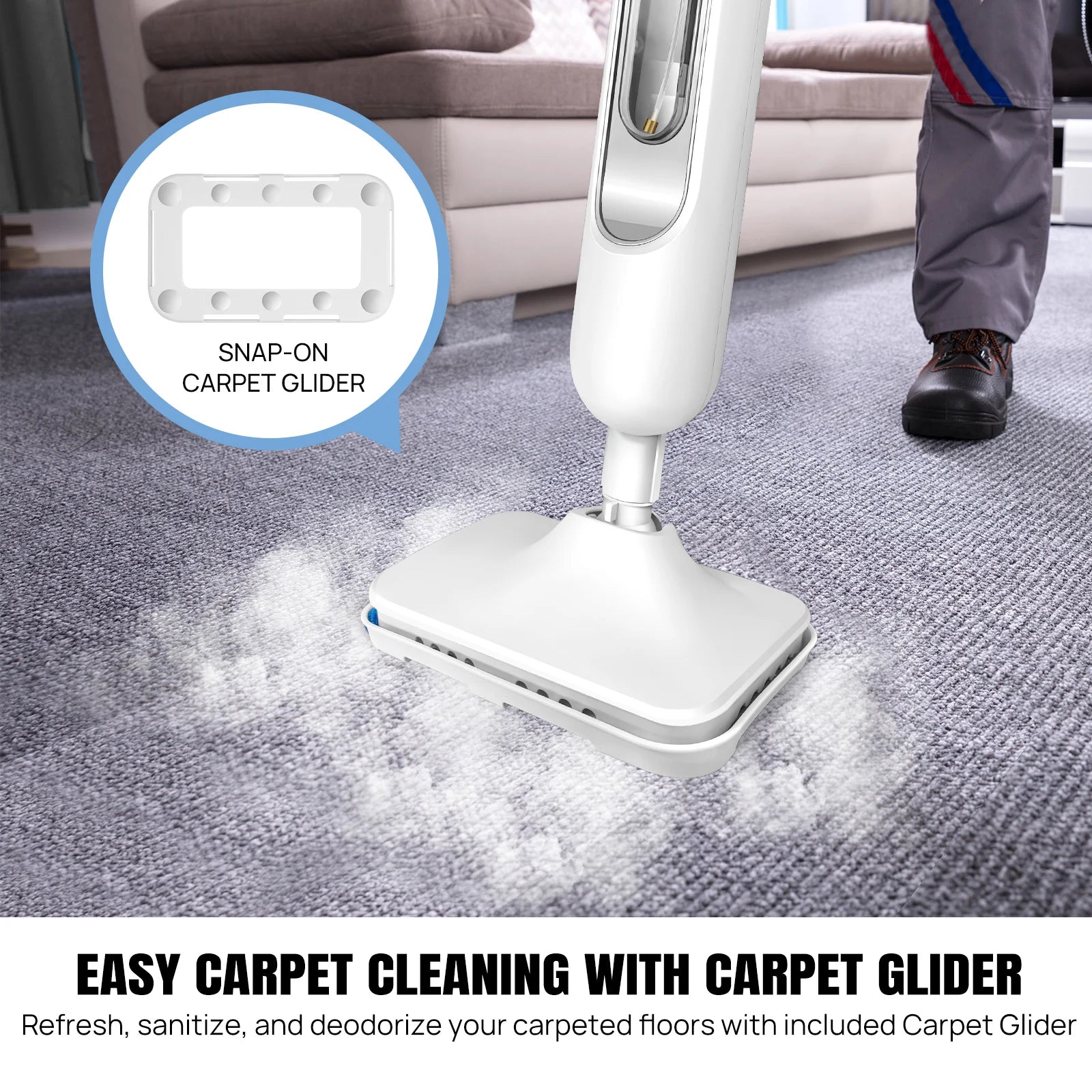 DayPlus Steam Mop & Detachable Steam Cleaner, 1500W Powerful Floor Steamer for Carpet Laminate Hardwood,2 Washable Pads, 400ml - Smarsty