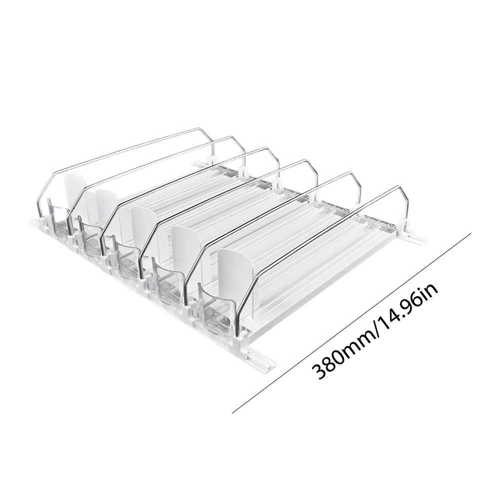 Canned Beverage Push Rack Drink Organizer Dispenser Spring Push Adjustable Width Storage Shelf E-shaped Glide for Kitchen Fridge by Smarsty