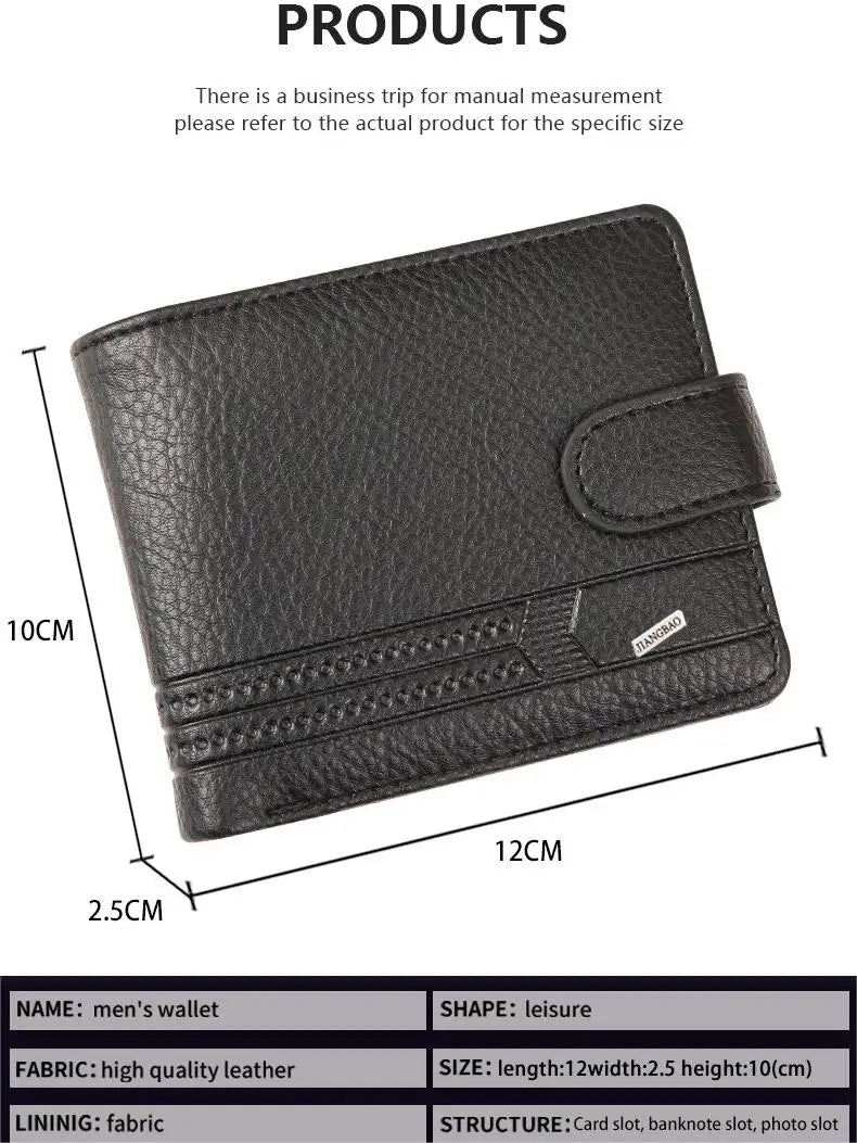 Men's Slim Bifold Wallets Leather Multiple Card Holder Purses with Driver License ID Windows Man Short Wallet with Coin Pouch - Smarsty