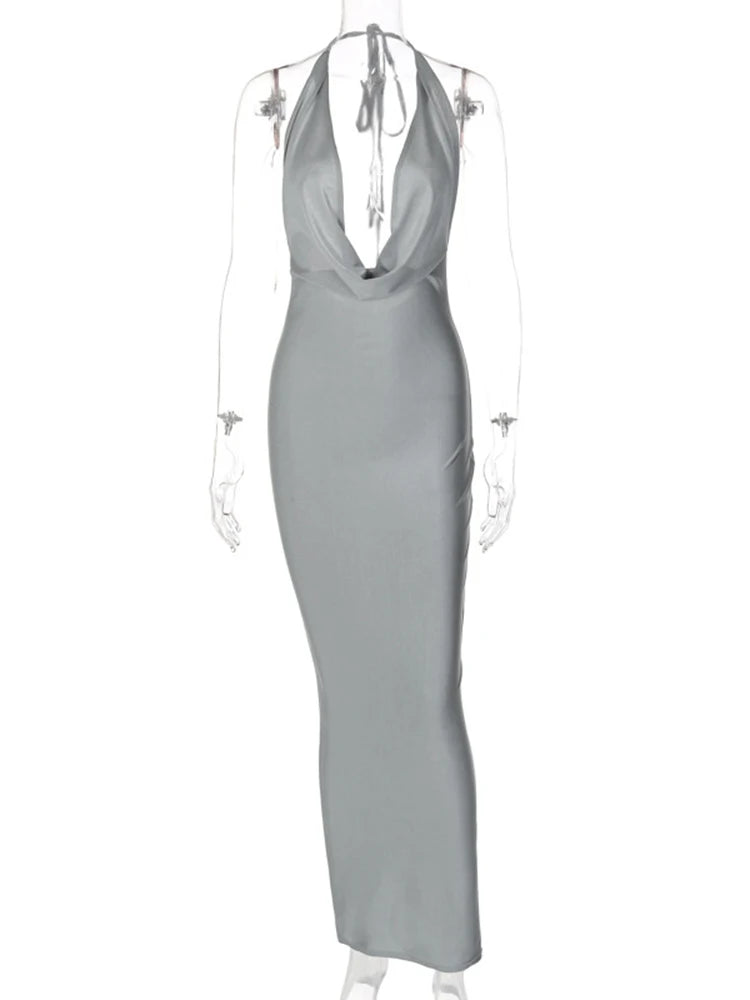 Dulzura Autumn Women Halter Backless Midi Dress For Women Bodycon Sexy Party Elegant Outfits Evening Birthday Clothes Y2K 2024 - Smarsty