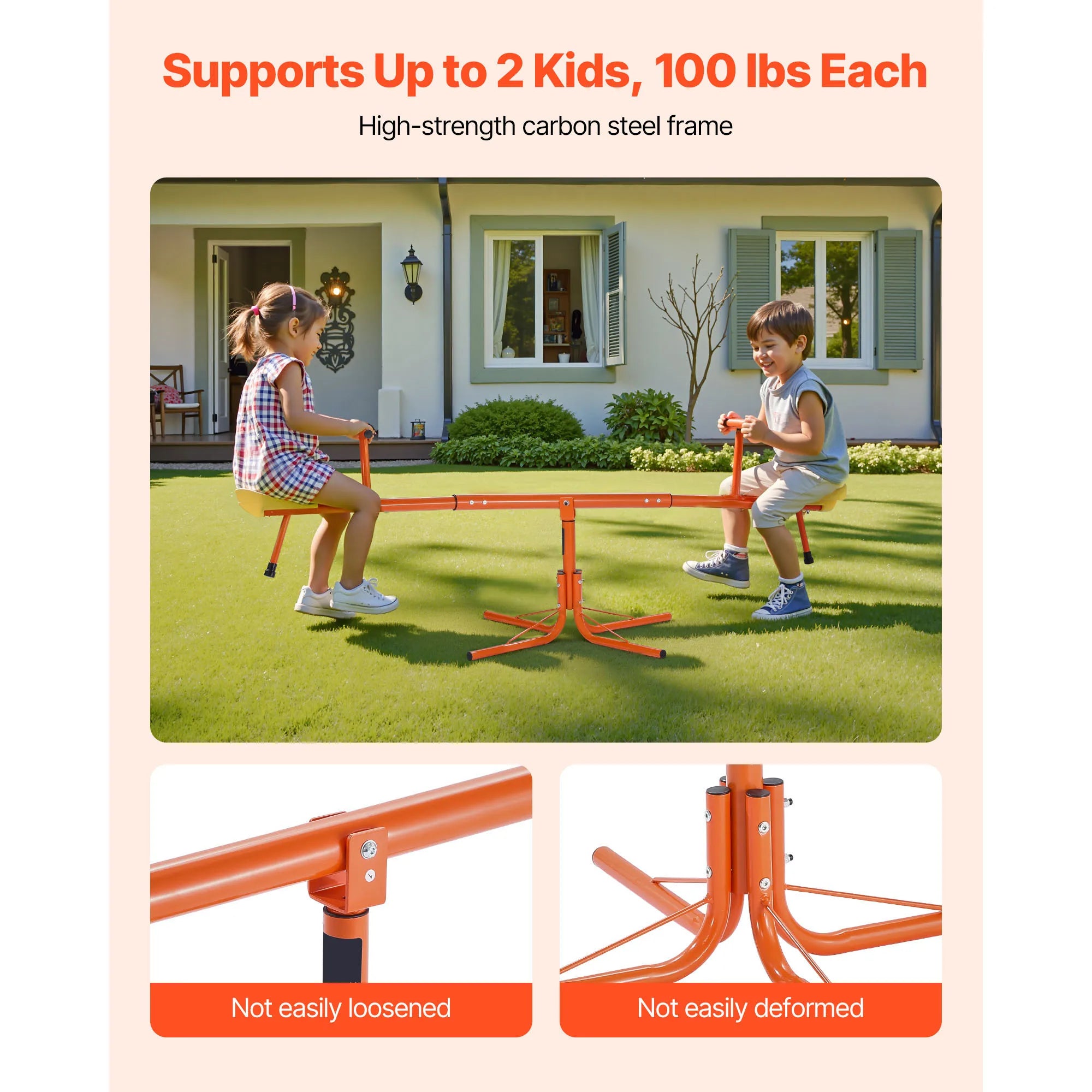 SucceBuy 100Lbs Kids Seesaw Sit and Spin Teeter Totter with 4-prong Support Legs for Children Outdoor Playground Equipment