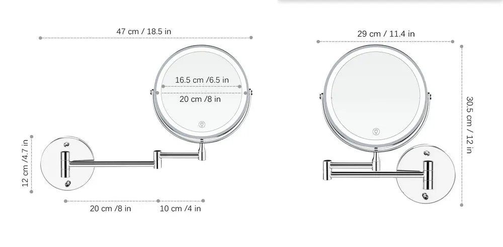 8 Inch USB Rechargeable Shower Mirror with LED Lights - Smarsty