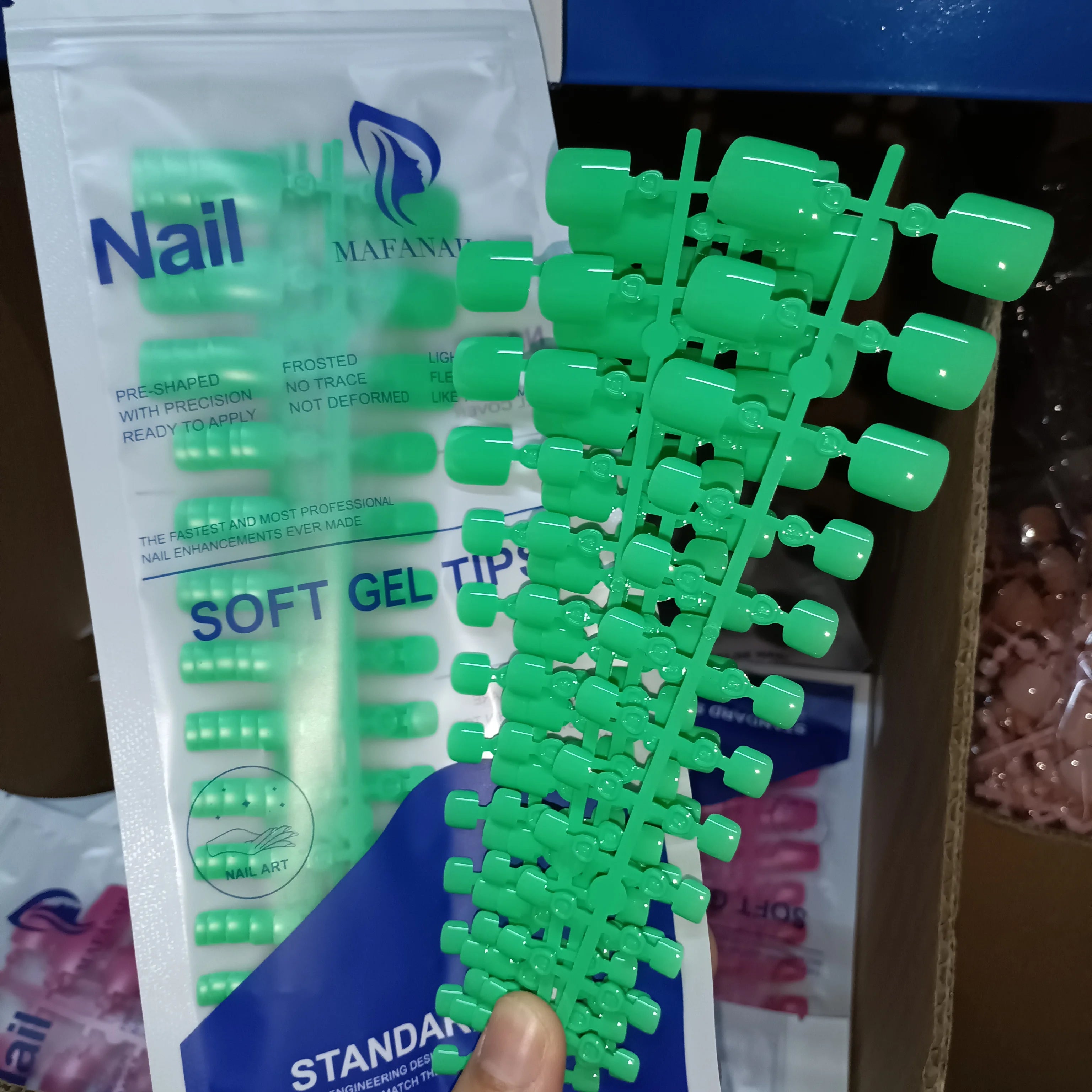 120 Pieces Pink Square Toe Nail Tips Full Cover Extensions - Smarsty