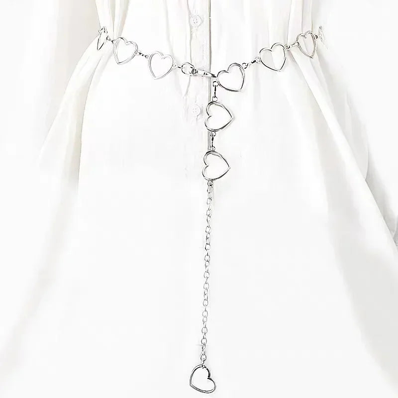 Women High Waist Metal Chain Belt with Crystals - Smarsty