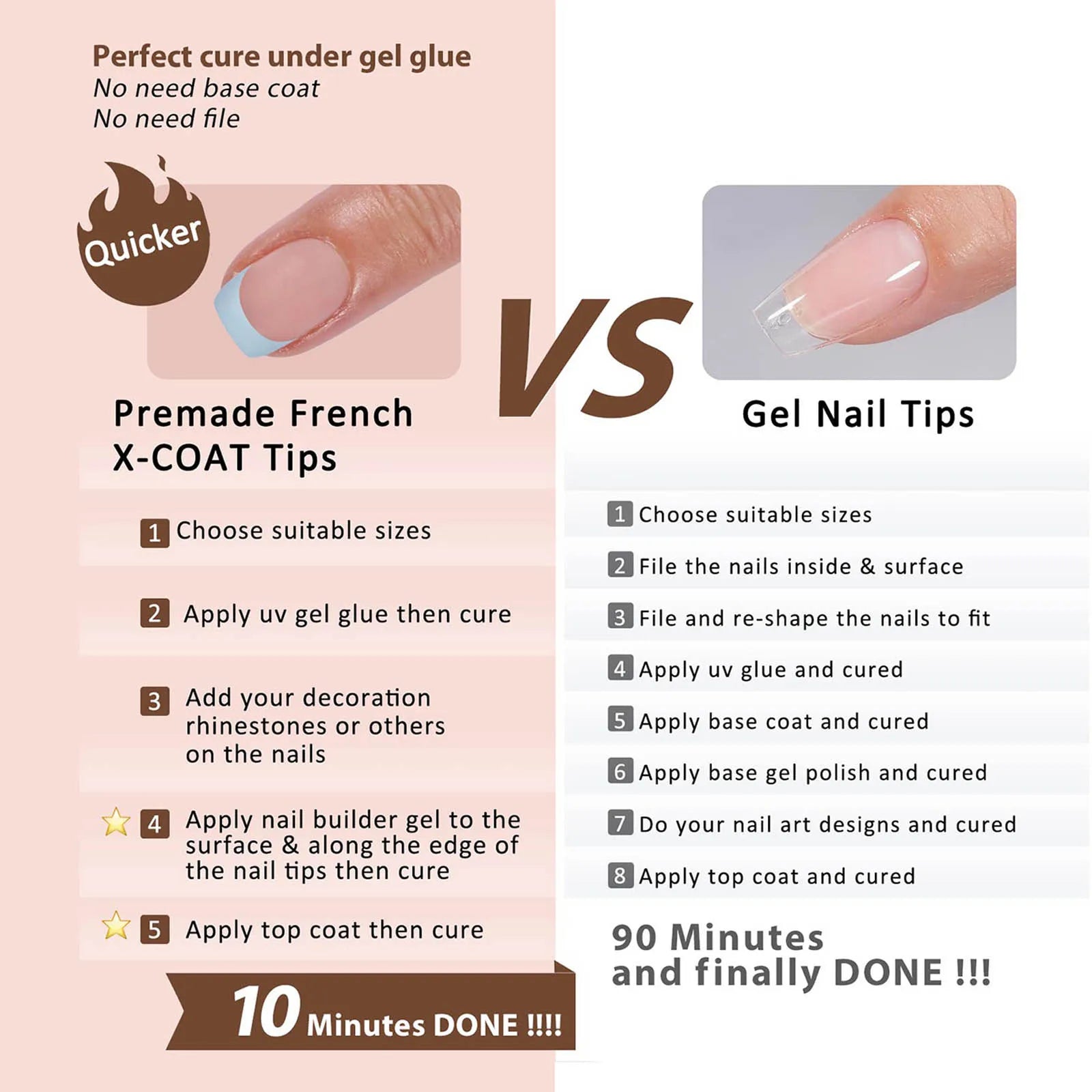 150 Piece Almond French False Nails Set for Easy Application - Smarsty