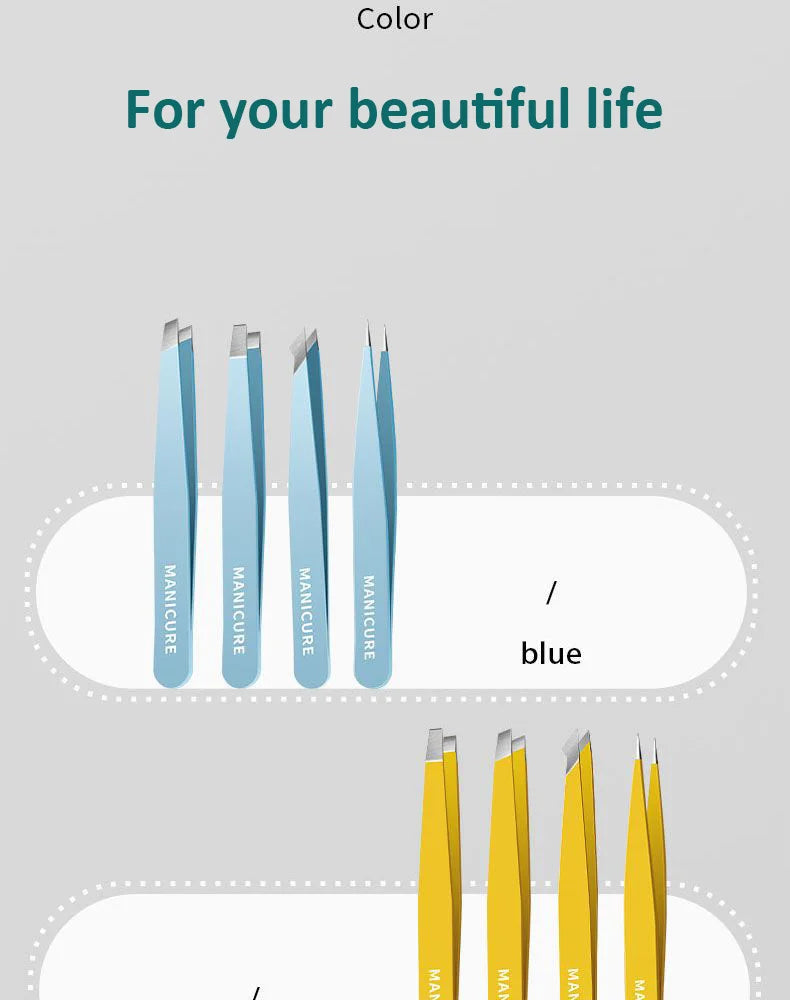 Colorful Stainless Steel Eyebrow Tweezers for Precision Hair Removal - Smarsty