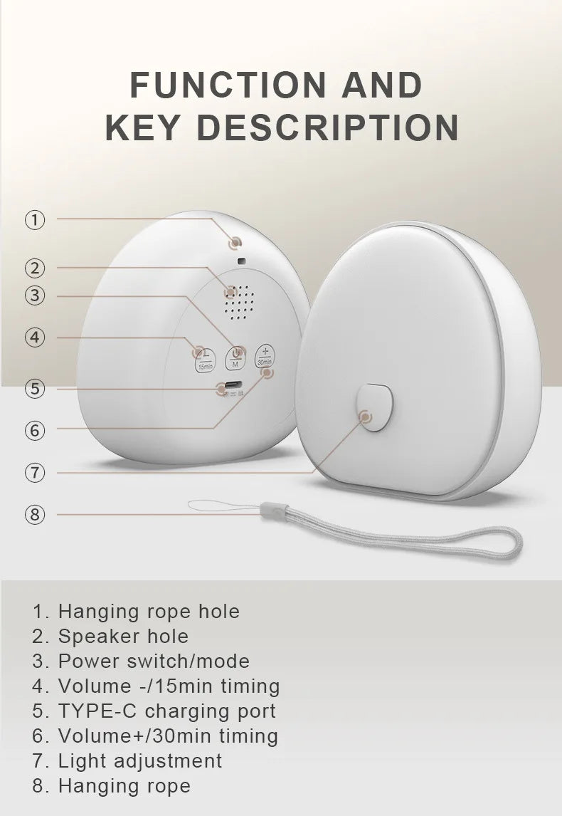 Rechargeable White Noise Machine With Soothing Night Light - Smarsty