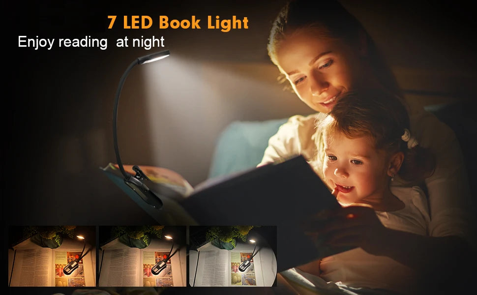 USB Rechargeable LED Book Light with Flexible Clip - Smarsty