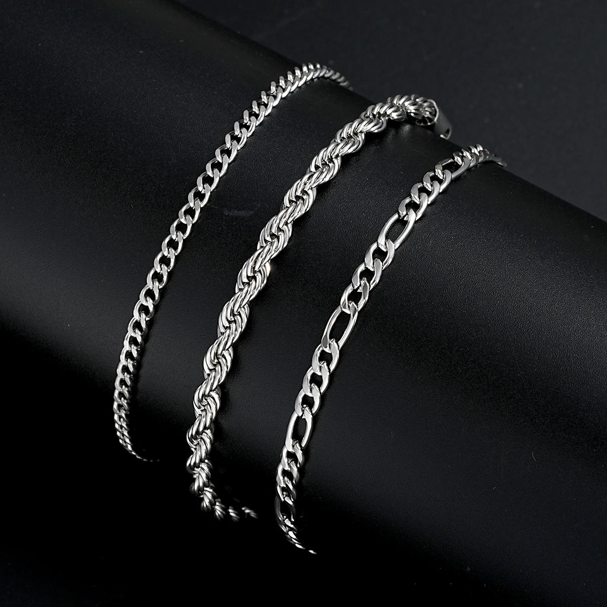 Stainless Steel Cuban Chain Bracelet Set for Men - Smarsty