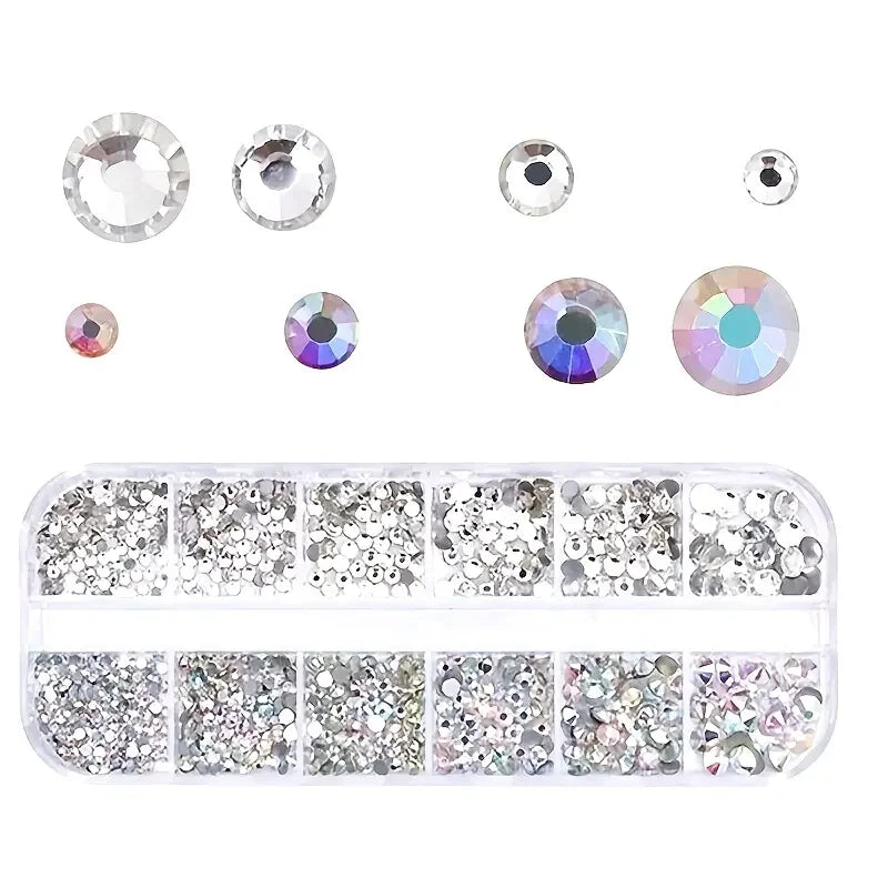 Boxed 3D Flat Back Nail Rhinestones Kit for DIY Manicure - Smarsty