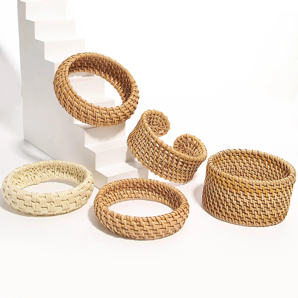 Boho Bamboo Rattan Weave Bracelet for Women - Smarsty
