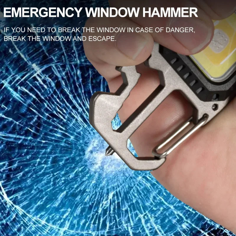 COB Keychain Work Light with Battery Display 8Mode Rechargeable High Lumens Portable LED Light for Camping Hiking Running by Smarsty