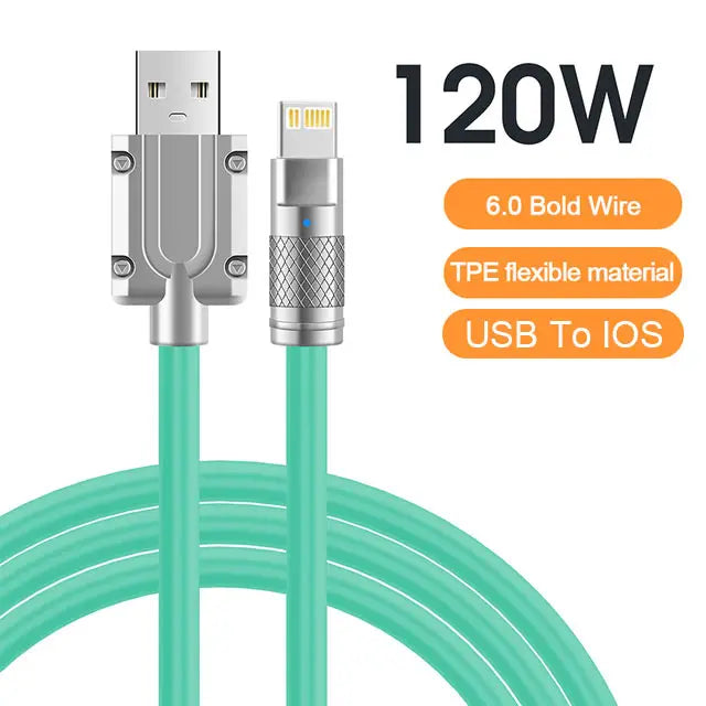 120W 6A Super Fast Charge USB C Liquid Silicone Cable For iPhone 14 15 Huawei Samsung Xiaomi Quick Charger Type-C Data Wire - Smarsty