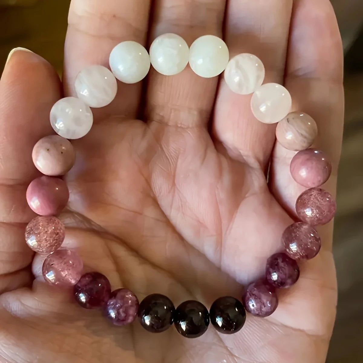 Pink Amethyst Beaded Bracelet for Self Love - Smarsty