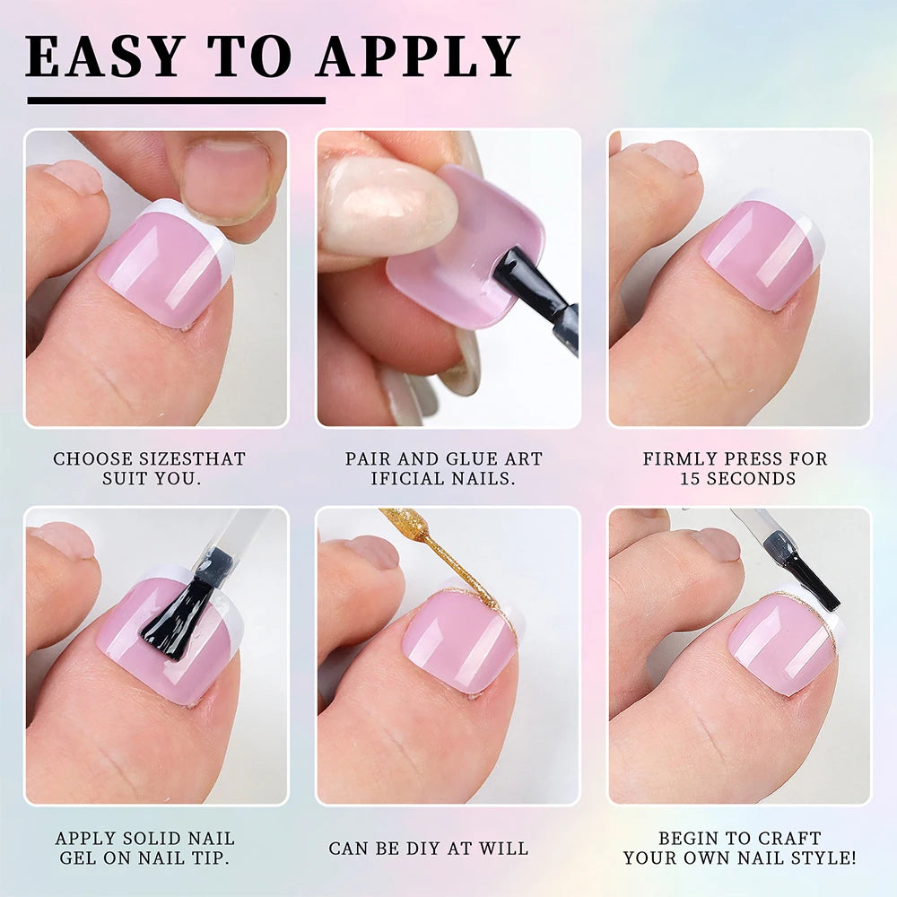 120 Pieces Pink Square Toe Nail Tips Full Cover Extensions - Smarsty