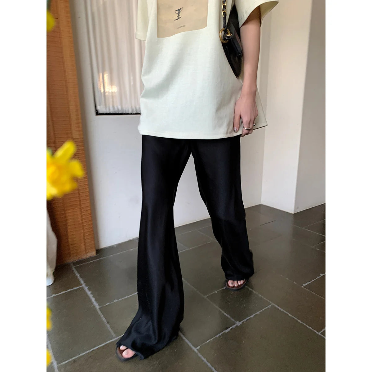 Satin Wide Leg Pants Long Floor Casual Pants Women's Summer - Smarsty