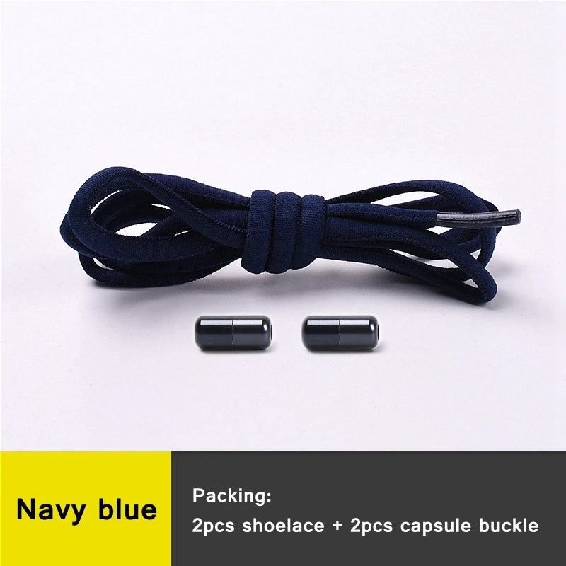 21 Colors No Tie Shoelaces Round Color Metal Lock Elastic Shoelace General For Children And Adults Sneakers Lazy Laces Unisex - Smarsty