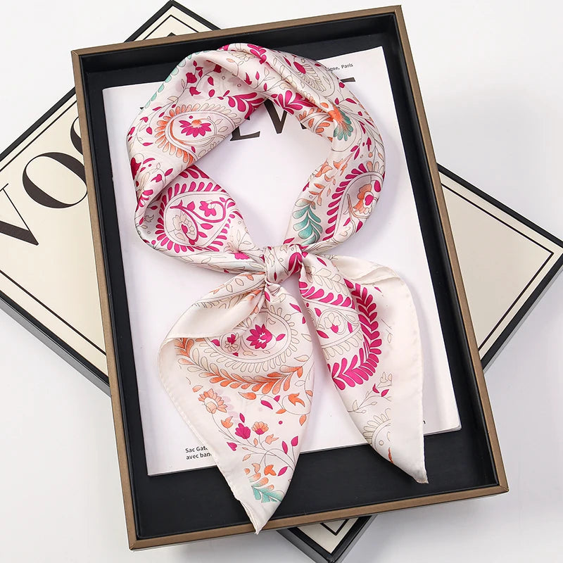 Bohemian Silk Square Scarf for Women Luxury Floral Print - Smarsty